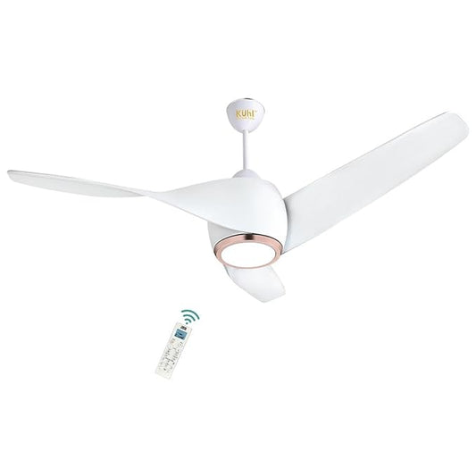 KUHL Twist L3 1320 mm 65% Power Saving BLDC Ceiling Fan | BEE 5 Star Rated & ISI Marked | High Air Flow|5Year Warranty on Motor By Brand | Free Installation | IoT – Operate via Mobile & Alexa | White