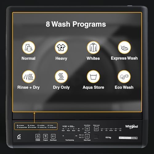 Whirlpool 6 Kg 5 Star Royal Fully-Automatic Top Loading Washing Machine (WHITEMAGIC ROYAL 6 GENX, Grey, ZPF Technology)