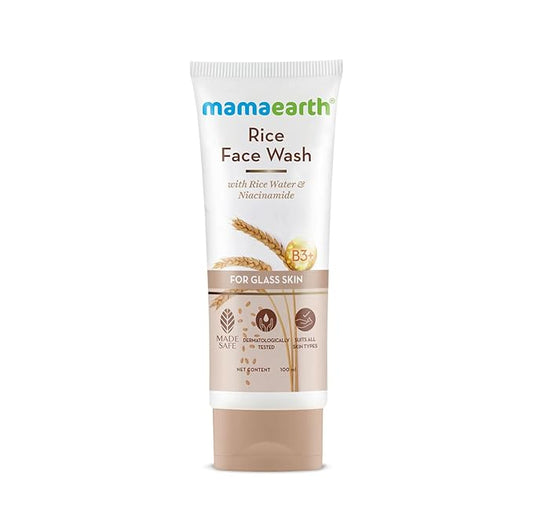 Mamaearth Rice Face Wash With Rice Water & Niacinamide for Glass Skin | For Hydrated & Even Skin Tone | Glowing & Brightened Skin | Korean Skin Care Product | For All Skin Types | For Men & Women | 100 ml