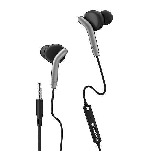 ZEBRONICS Zeb-Bro in Ear Wired Earphones with Mic, 3.5mm Audio Jack, 10mm Drivers, Phone/Tablet Compatible(Blue) (Black)