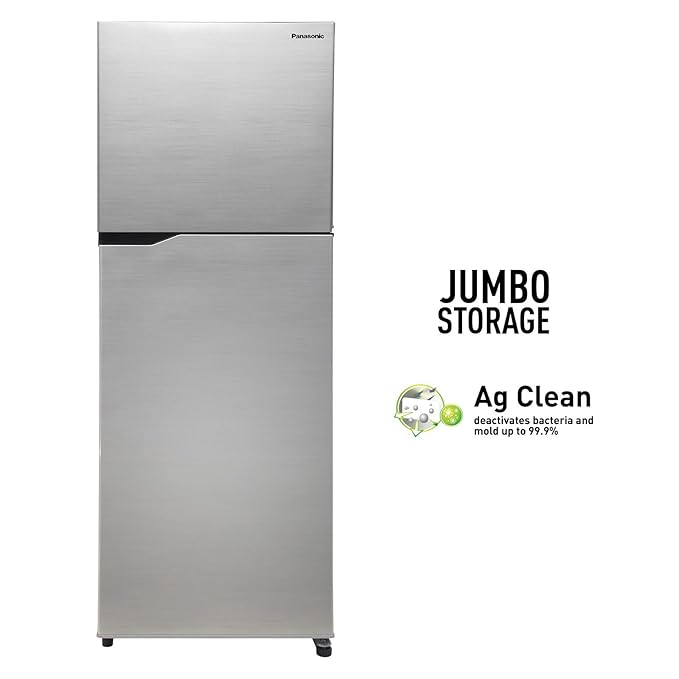 Panasonic 260 L Double Door 2 Star AI Enabled Inverter Technology Frost Free Refrigerator (NR-TH271BUSN, Shiny Silver, Jumbo Fresh Vegetable Basket, Net Capacity 237L)
