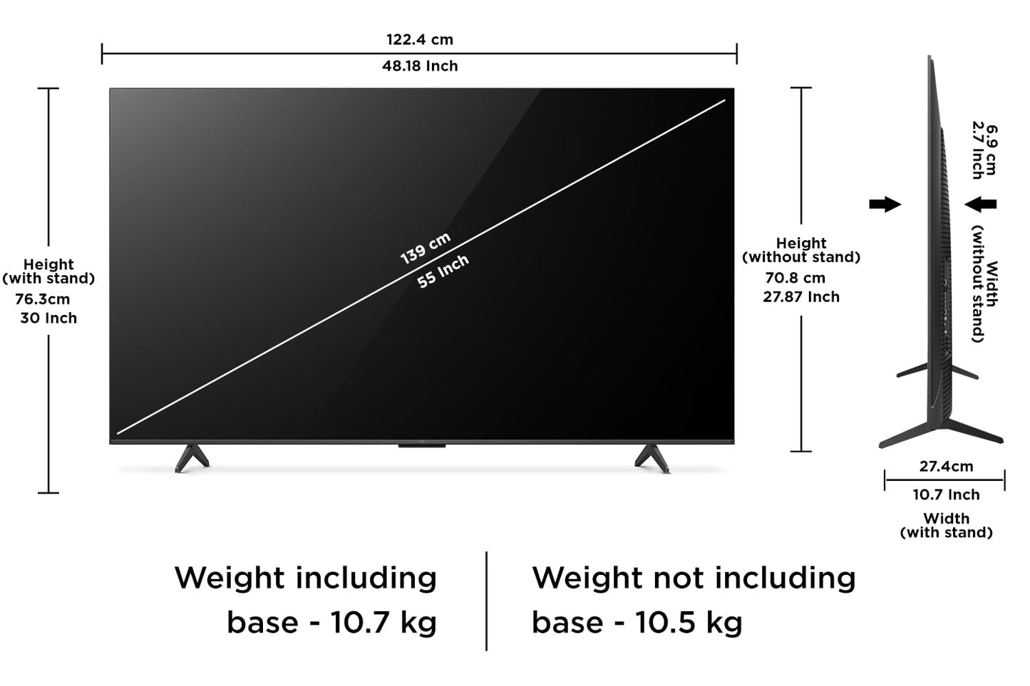 TCL 139 cm (55 inches) 4K Ultra HD Smart QLED Google TV 55P71B Pro (Black)