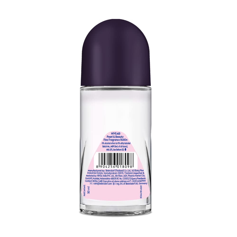 NIVEA Women Deodorant Roll On Pearl & Beauty Fine Fragrance 50 ml | For Fragrant Smooth & Beautiful Underarm Skin