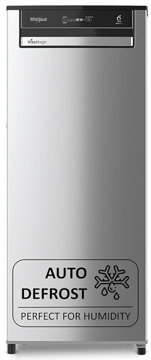 Whirlpool 192 L 3 Star Vitamagic PRO Frost Free Direct-Cool Single Door Refrigerator (215 VMPRO PRM 3S RADIANT STEEL-Z Fridge, Silver, Auto Defrost Technology)