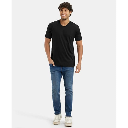 Jockey 2726 Men's Super Combed Cotton Rich Solid V Neck Half Sleeve T-Shirt