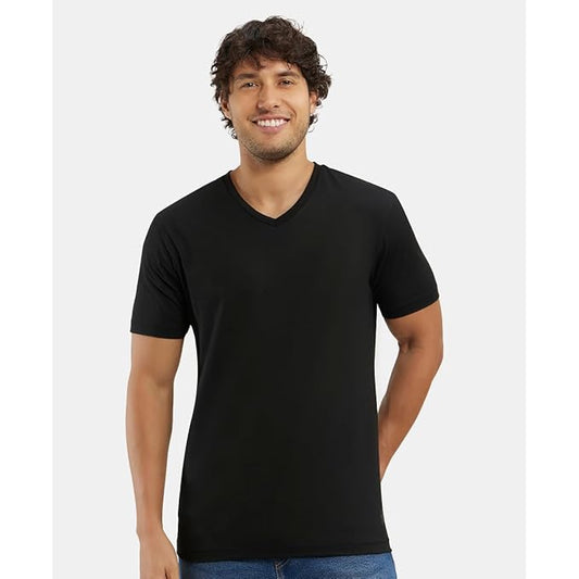 Jockey 2726 Men's Super Combed Cotton Rich Solid V Neck Half Sleeve T-Shirt