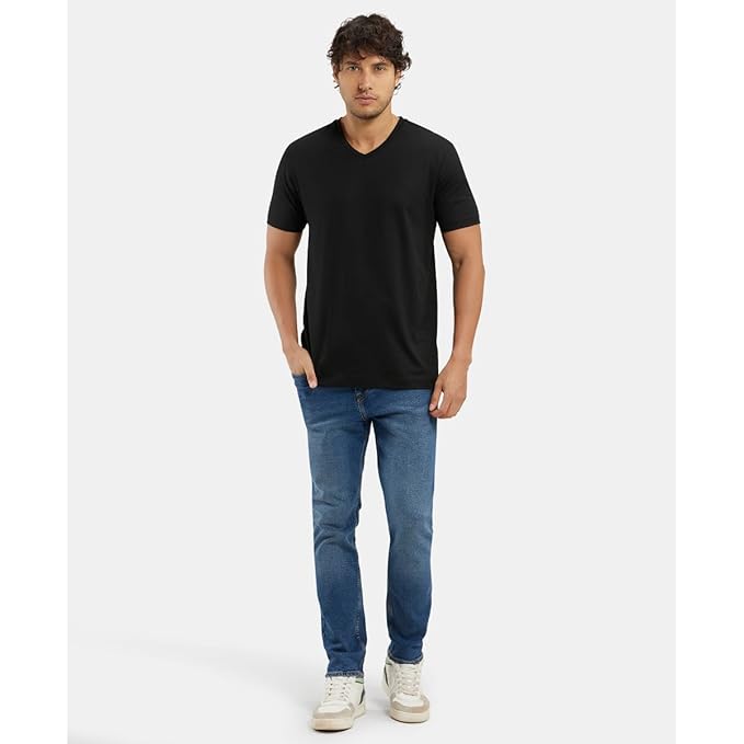 Jockey 2726 Men's Super Combed Cotton Rich Solid V Neck Half Sleeve T-Shirt