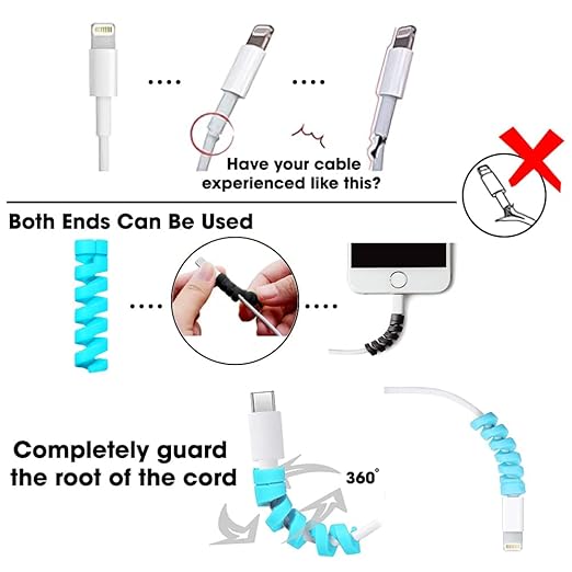 Sounce 25 Pcs Spiral Cable Protectors & Wire Protectors Spring Wire for All Wired Accessories for USB Charger, Data Cable, Headphones, MacBook, Laptop, Elastic Cord Saver (Multi-Color)