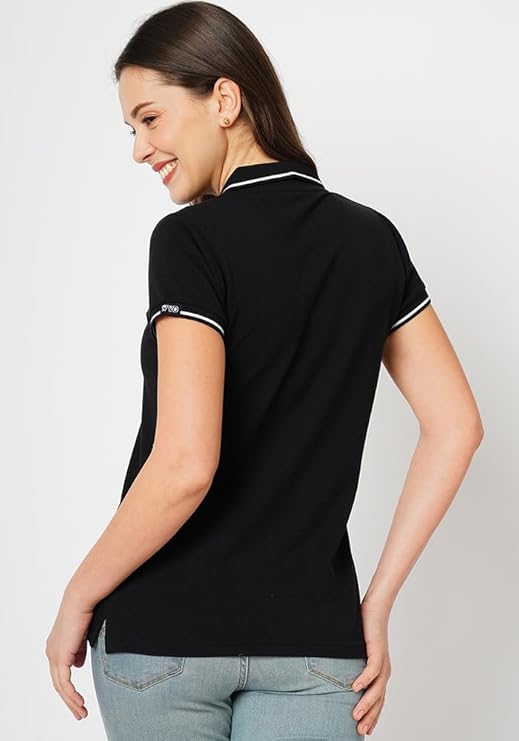 Womens Premium Pique Polo Collar Neck T-Shirt (Design: Tipped Polo)