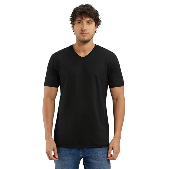 Jockey 2726 Men's Super Combed Cotton Rich Solid V Neck Half Sleeve T-Shirt