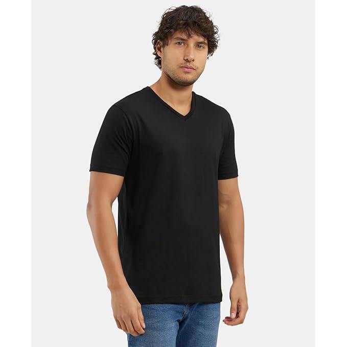 Jockey 2726 Men's Super Combed Cotton Rich Solid V Neck Half Sleeve T-Shirt
