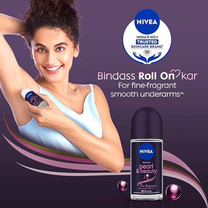 NIVEA Women Deodorant Roll On Pearl & Beauty Fine Fragrance 50 ml | For Fragrant Smooth & Beautiful Underarm Skin