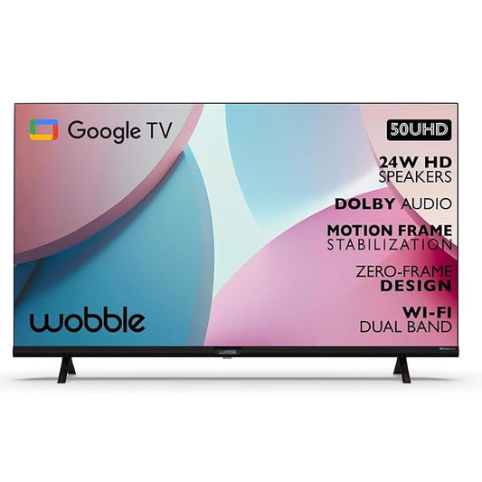 Wobble 127 cm (50 inches) UD Series 4K Ultra HD Smart LED Google TV WB50GTAW9602UDFL (Black)