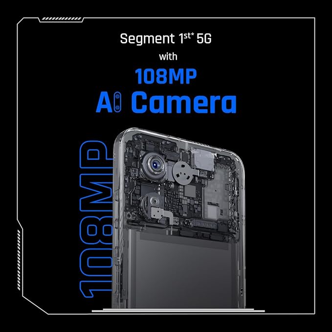 TECNO POVA 6 NEO 5G (Midnight Shadow, 8GB+256GB) | Advanced AI Features | 108MP Ultra Clear AI Camera | D6300 Powerful Processor | 5 Year Lag Free Fluency | 5000 mAh Battery | InBuilt Infrared and NFC