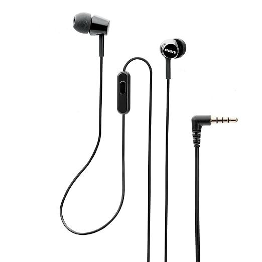 Sony MDR-EX155AP in Ear Wired Headphones with Mic, Hands-Free Call, Tangle Free Cable-Black