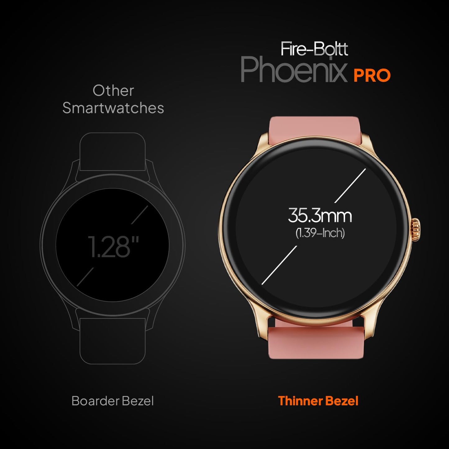 Fire-Boltt Phoenix Pro Smart Watch 1.39 inch Bluetooth Calling, AI Voice Assistant, Metal Body with 120+ Sports Modes, SpO2, Heart Rate Monitoring (Pink)