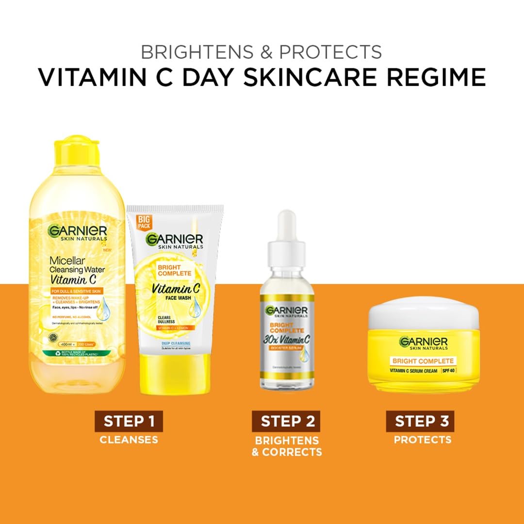 Garnier Skin Naturals, Face Serum, Brightening and Anti-Dark Spots, Bright Complete Vitamin C Booster, 50 ml