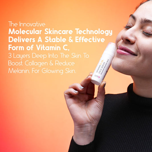 Cos-IQ 23% Vitamin C Face Serum for Glowing Skin (30 Days Pack) | Advanced Molecular Skincare Technology | Highly Stable, Non Irritating, Non Sticky| Brightening Vit C Formula For Men and Women | 30ml