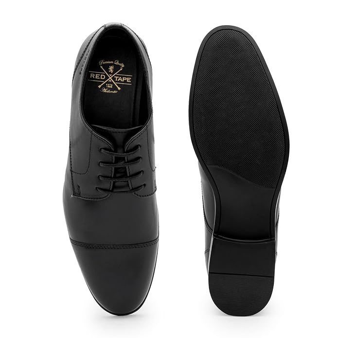 Red Tape Formal Derby Shoes for Men | Real Leather Shoes with Low-Cut Pattern