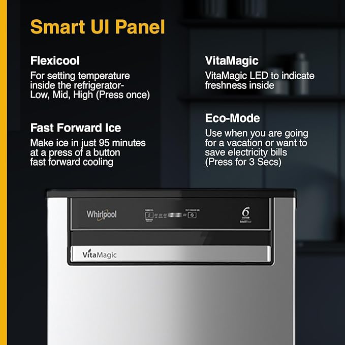 Whirlpool 192 L 3 Star Vitamagic PRO Frost Free Direct-Cool Single Door Refrigerator (215 VMPRO PRM 3S RADIANT STEEL-Z Fridge, Silver, Auto Defrost Technology)