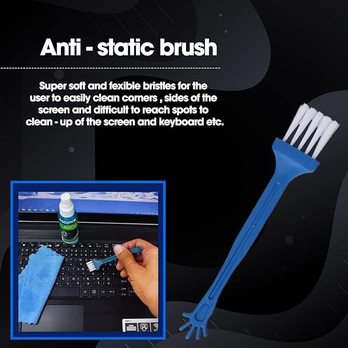 Sounce 3 in 1 Cleaning Set for Screen PC, Laptops, Monitors, Mobiles, LCD, LED, TV/Professional Quality/Prevents Static Electricity, 100ml with Micro Fiber Cloth and Soft Brush