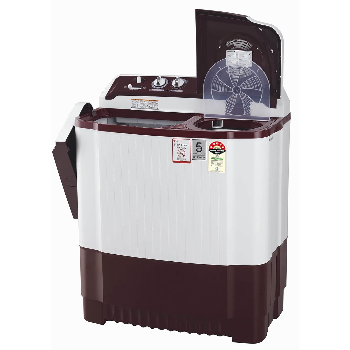 LG 8.5 kg 5 Star Semi-Automatic Top Load Washing Machine (P8530SRAZ, Burgundy, Roller Jet Pulsator)