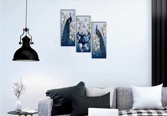 SAF paintings 6 MM MDF Peacock Designer Self Hanging Adhesive Digital Reprint 15 inch x 18 inch Painting SANFJ94-Multicolour