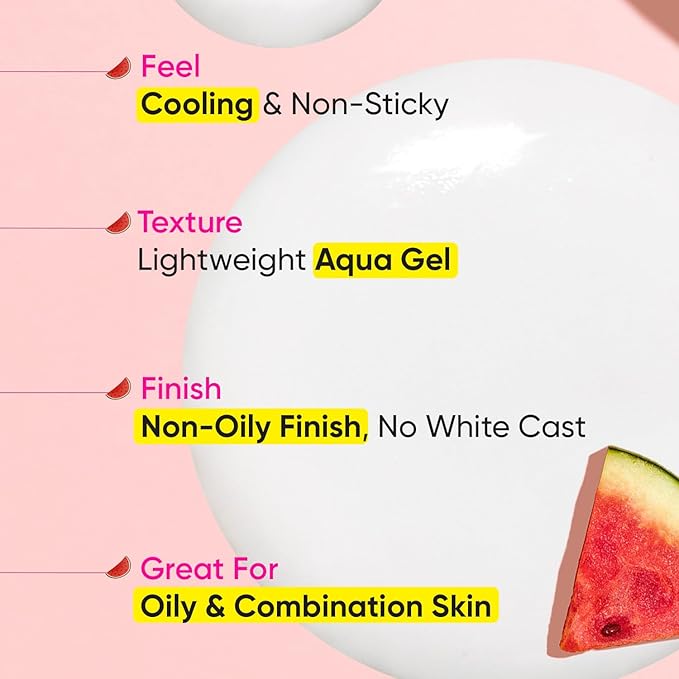 Dot & Key Watermelon Cooling Sunscreen SPF 50+ PA++++ | With Hyaluronic Acid, Instantly Cools Skin, Broad Spectrum Protection | Controls Excess Oil, Checks Tanning, No White Cast, All Skin Types | 50g