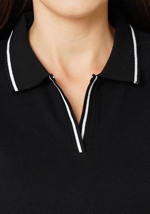 Womens Premium Pique Polo Collar Neck T-Shirt (Design: Tipped Polo)