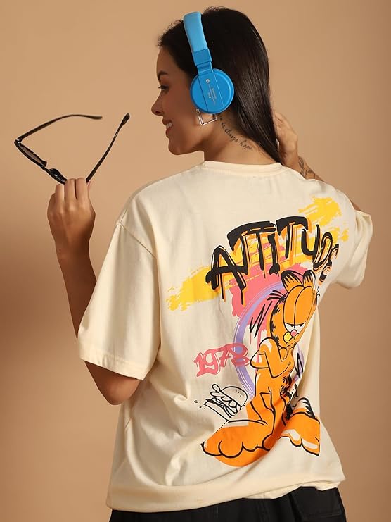 Fabflee Women's Casual Printed Round Neck, Oversized Longline Drop Shoulder Boho Style T-Shirt | Loose Fit Drop Shoulder | Soft Breathable Summer Top, Trendy Everyday Wear | Trendy Graphic Tee