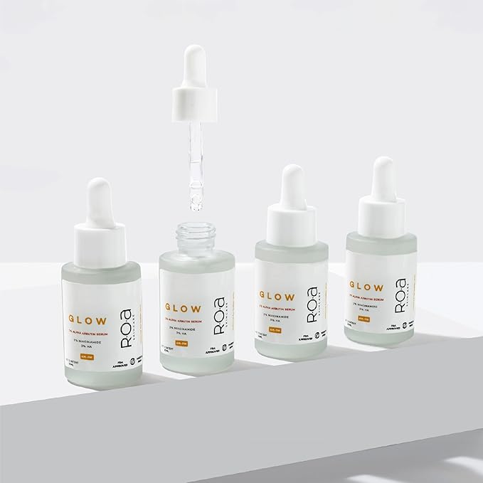 R.O.A Skincare GLOW face serum for Dark spots and open pores reduction with 2% Alpha Arbutin 2% Niacinamide and 3% Hyaluronic acid | Advanced Dark spot correcting glow serum for Men and women (30ml)