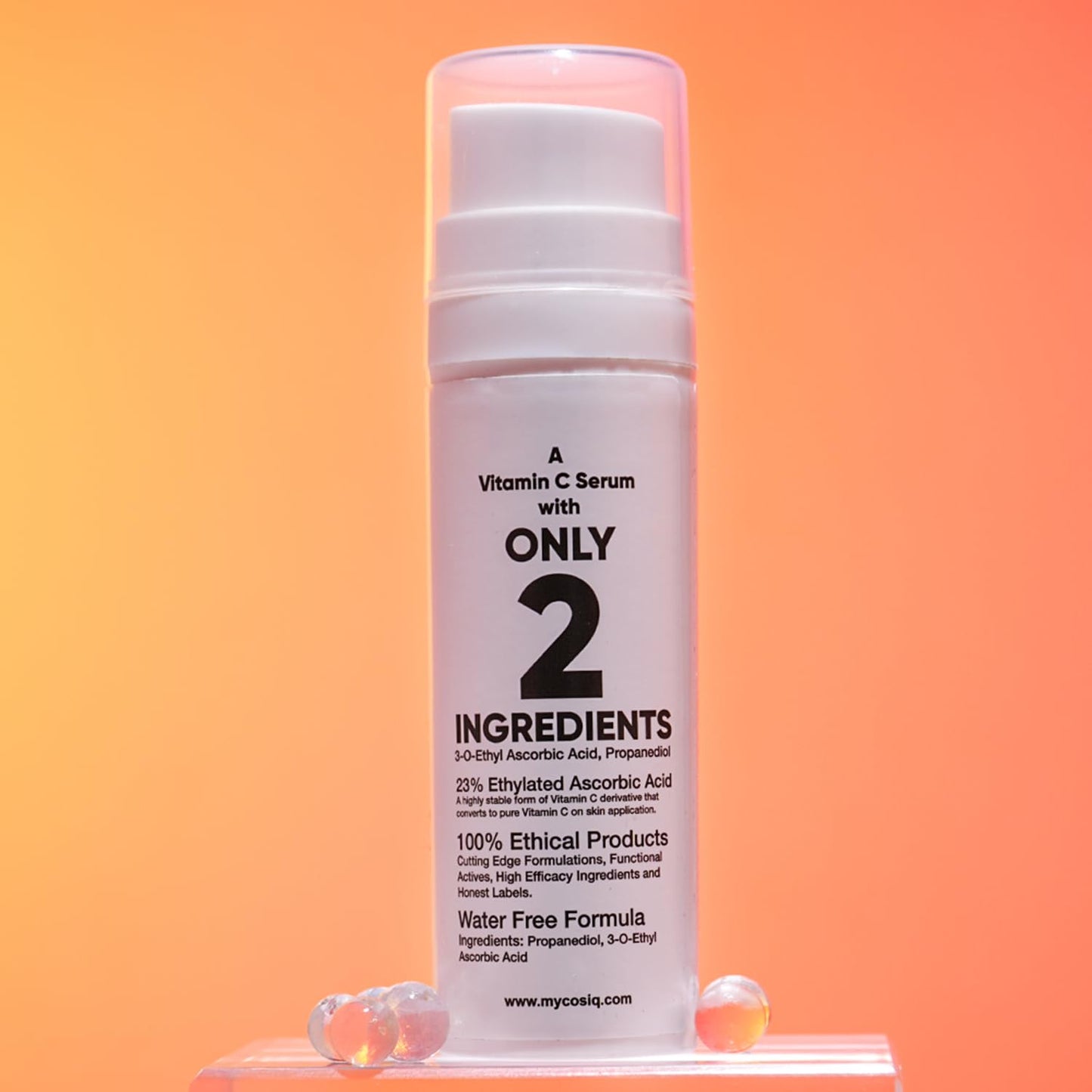Cos-IQ 23% Vitamin C Face Serum for Glowing Skin (30 Days Pack) | Advanced Molecular Skincare Technology | Highly Stable, Non Irritating, Non Sticky| Brightening Vit C Formula For Men and Women | 30ml
