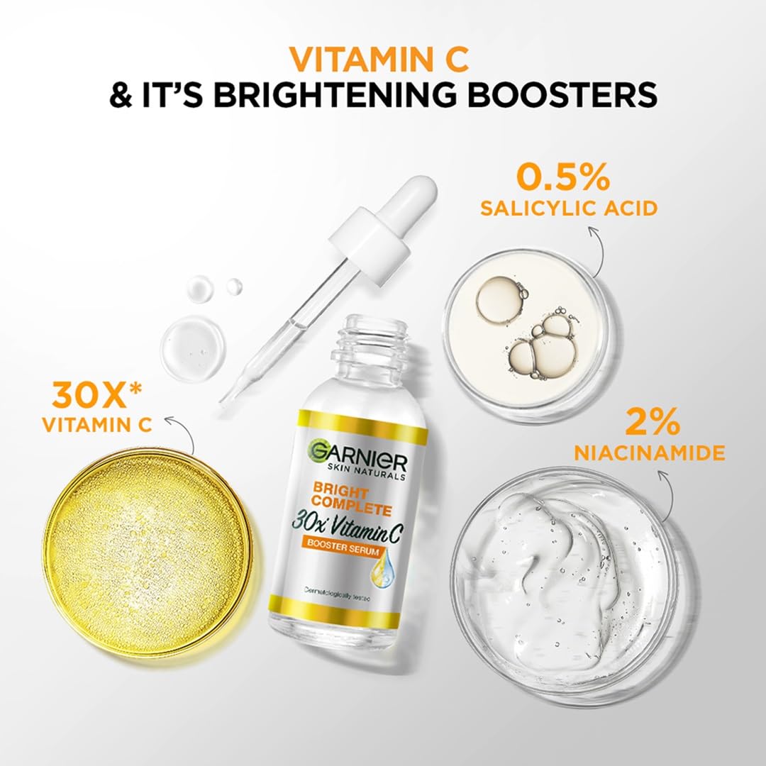 Garnier Skin Naturals, Face Serum, Brightening and Anti-Dark Spots, Bright Complete Vitamin C Booster, 50 ml