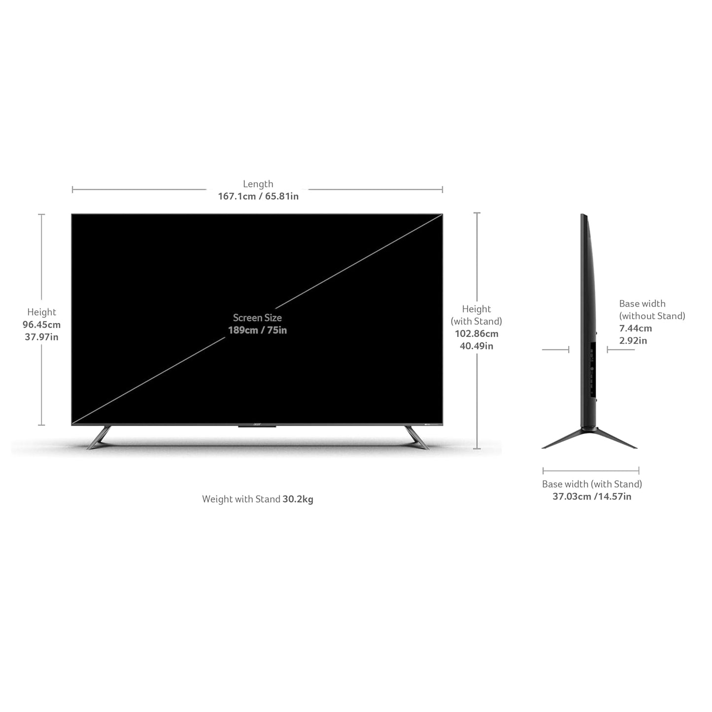 Acer 189 cm (75 inches) M Series 4K Ultra HD Smart QLED Mini LED Google TV AR75UDMGR2885AT (Black)