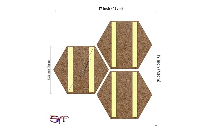 SAF Set of 3 Hexagon Preety Brown Floral UV Textured MDF Home Decorative Gift Item Painting 17 Inch X 17 Inch SANFHX15SMALL