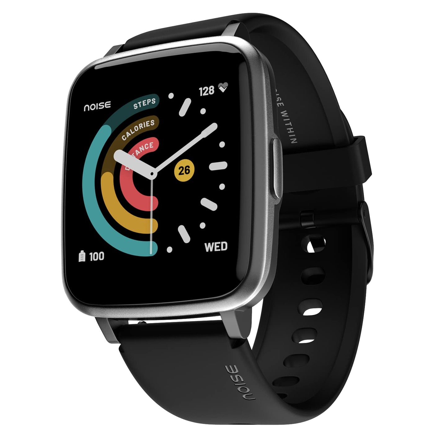 Noise New Macro Smart Watch with 2.0” HD Display,Metallic Finish BT Calling, Functional Crown, 7 Days Battery Life, Sleep Tracking, 200+ Watch Faces (Elite Black)