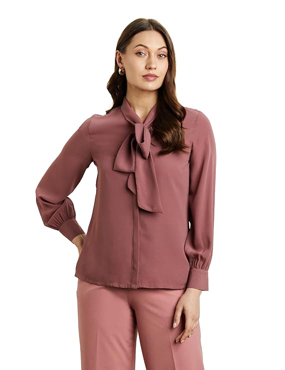 Premium Women's 'Desk-to-Dinner' Bow Tie Top (Regular Fit)