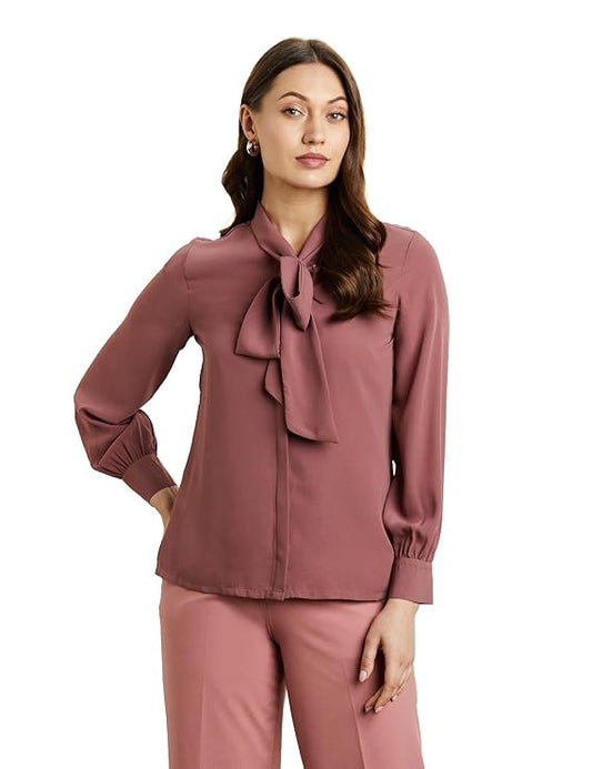 Premium Women's 'Desk-to-Dinner' Bow Tie Top (Regular Fit)