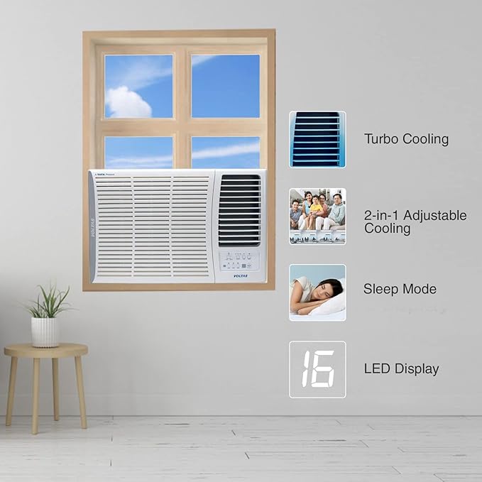 Voltas 1.5 Ton, 5 Star, Inverter Window AC (Copper, 2-in-1 Adjustable Mode, 2024 Model, 185V Vertis Elite, White)