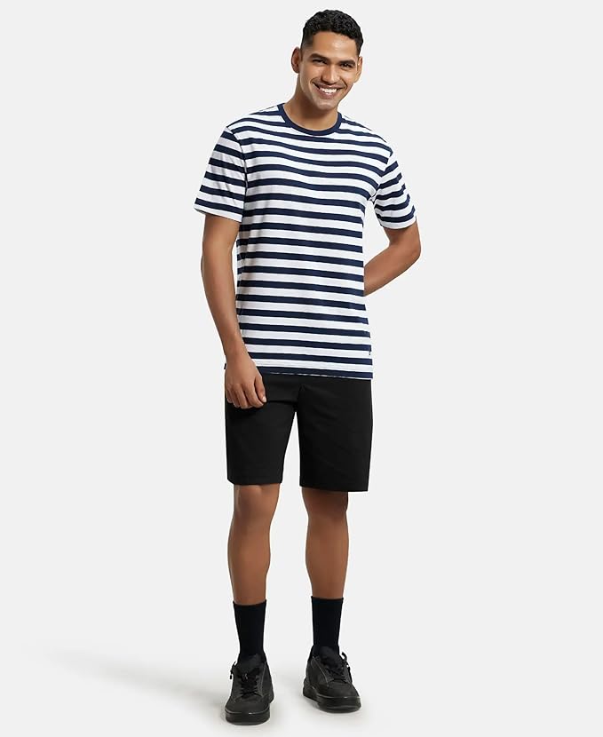 Jockey 2715 Men's Super Combed Cotton Rich Striped Round Neck Half Sleeve T-Shirt