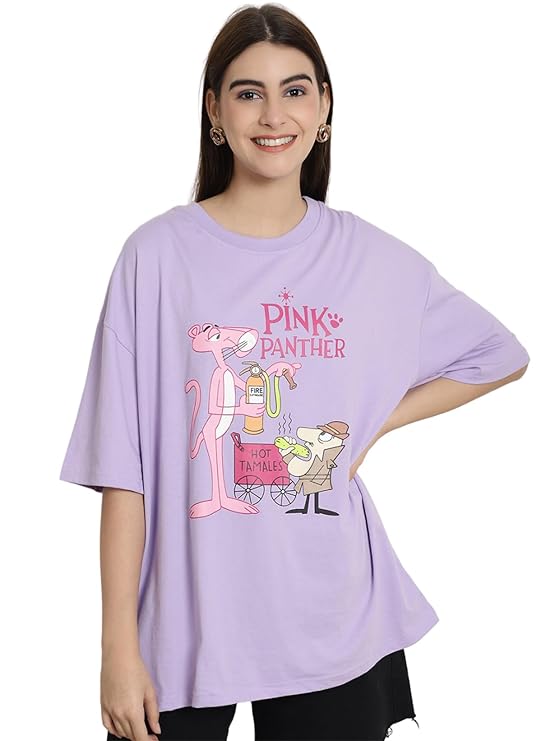 Fabflee Women's Casual Printed Round Neck, Oversized Style T-Shirt | Loose Fit Drop Shoulder | Soft Breathable Top, Trendy Wear | Trendy Graphic Tee