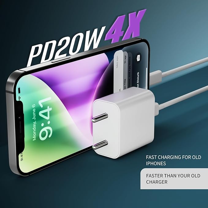 20W Original (MFi-Certified with 2 Years Extended Warranty) Fast Charger&Cable Compatible with iPhone 14/14Plus/14Pro/14Promax 13/13Pro/13Promax 12/12Pro/12/11/X/Xr Series by HOMEMO