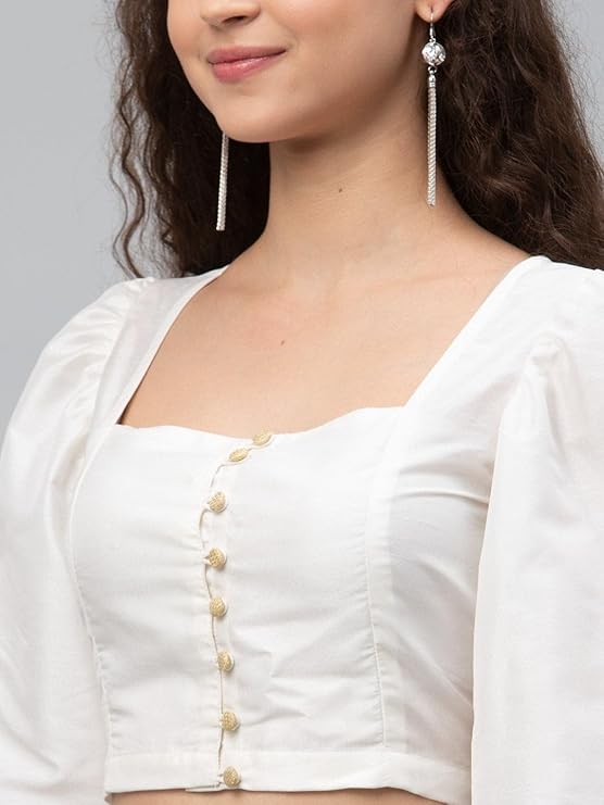 Women's Silk Blend Button Down Crop Top for Festive Wedding Party