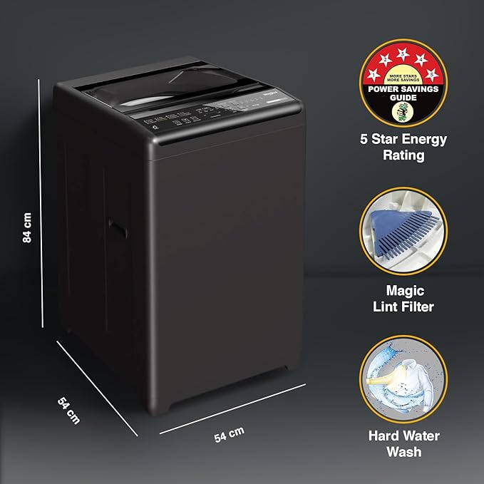 LG 8 Kg 5 Star Smart Inverter Technology Fully Automatic Top Load Washing Machine (2025 Model, T80VBMB4Z, Turbodrum, Auto Prewash, Stainless Steel drum, LED Display, Smart Diagnosis, Middle Black)