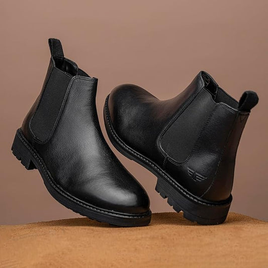 Red Tape Chelsea Boots for Men | Real Leather Shoes With High-cut Pattern
