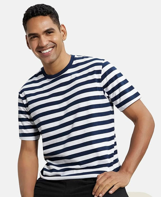Jockey 2715 Men's Super Combed Cotton Rich Striped Round Neck Half Sleeve T-Shirt