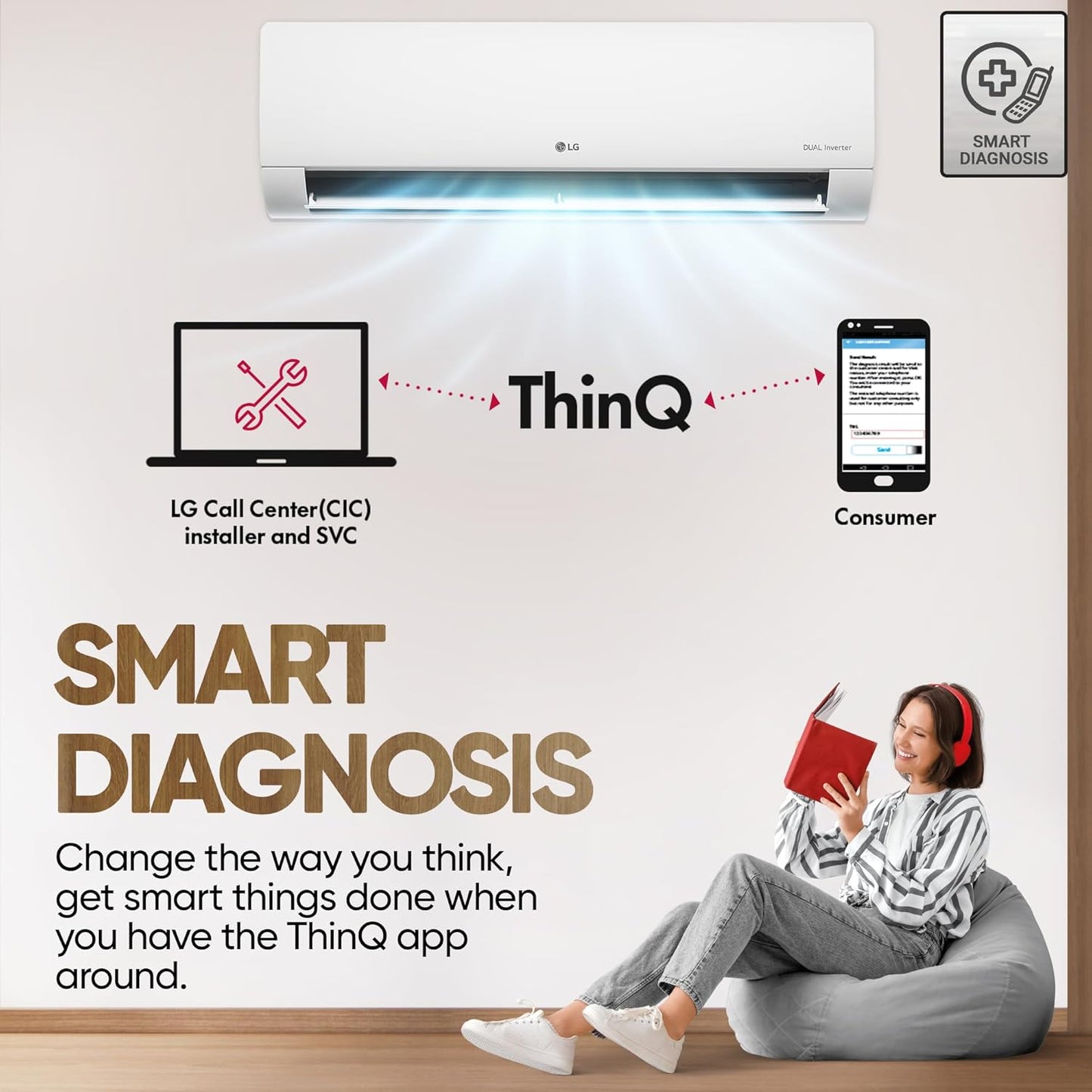 LG 1 Ton 4 Star DUAL Inverter Split AC (Copper, AI Convertible 6-in-1 with VIRAAT Mode, Faster Cooling & Energy Saving, 4 Way Swing, HD Filter with AntiVirus Protection, US-Q13JNYE, White)