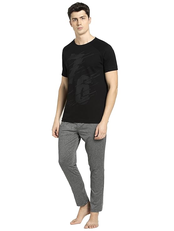 Jockey MV02 Men's Super Combed Cotton Blend Graphic Printed Round Neck Half Sleeve Slim Fit T-Shirt with Stay Fresh Treatment