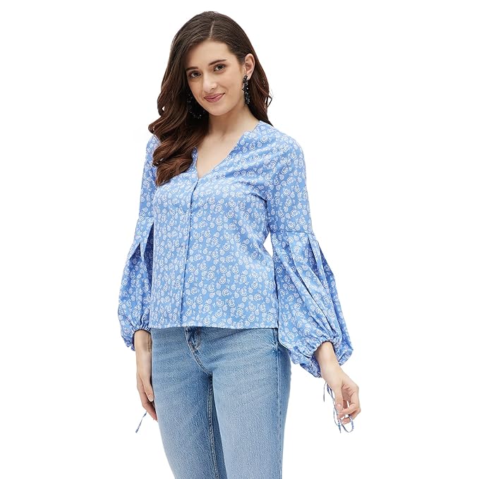 KIBO Women's Solid Lilac Organza Tie-Knot Shirt (LVT1176-A)