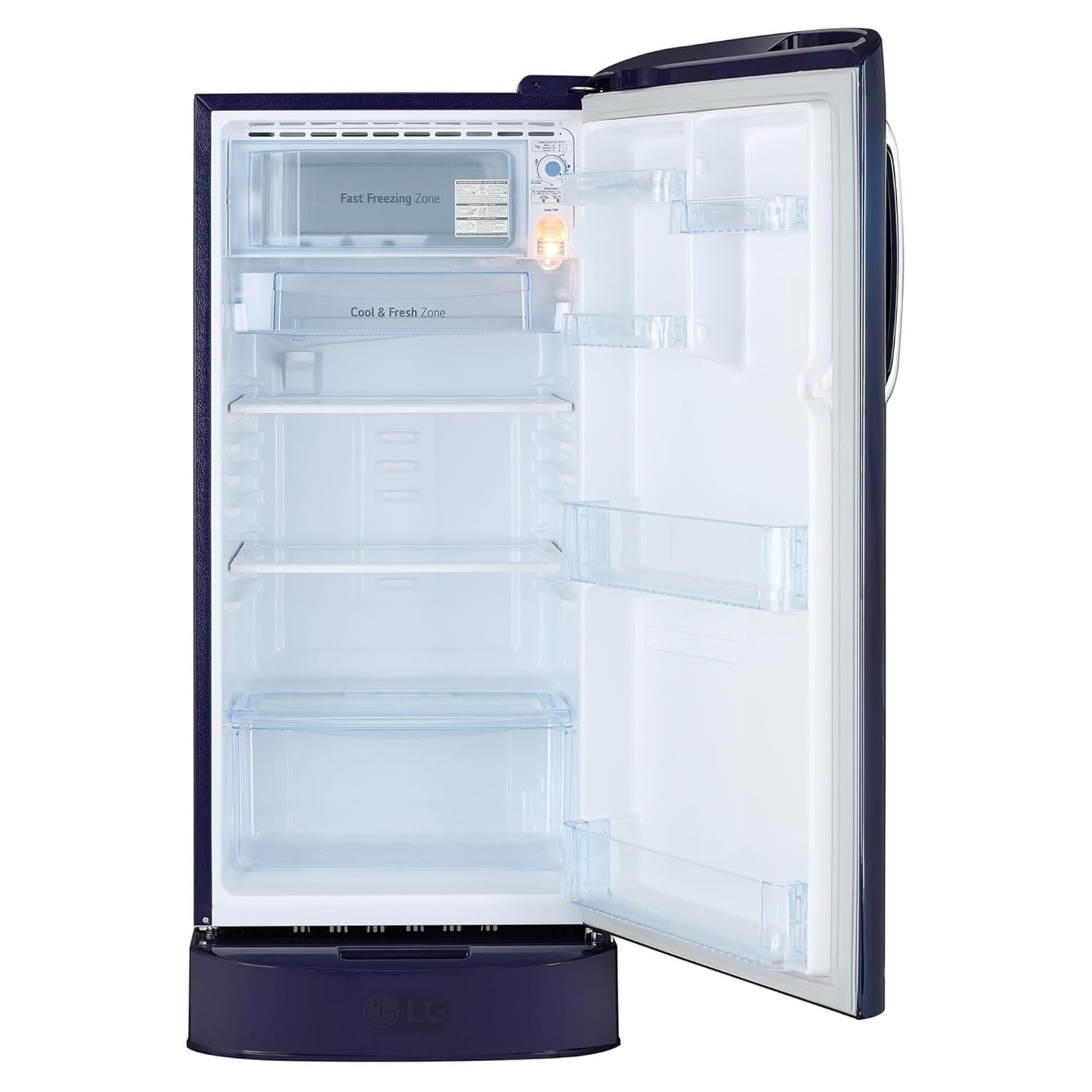 LG 185 L 5 Star Direct Cool Smart Inverter Compressor Single Door Refrigerator (GL-D201ABIU, Blue ILAN, Moist N Fresh, Auto Smart Connect with Base Stand Drawer)